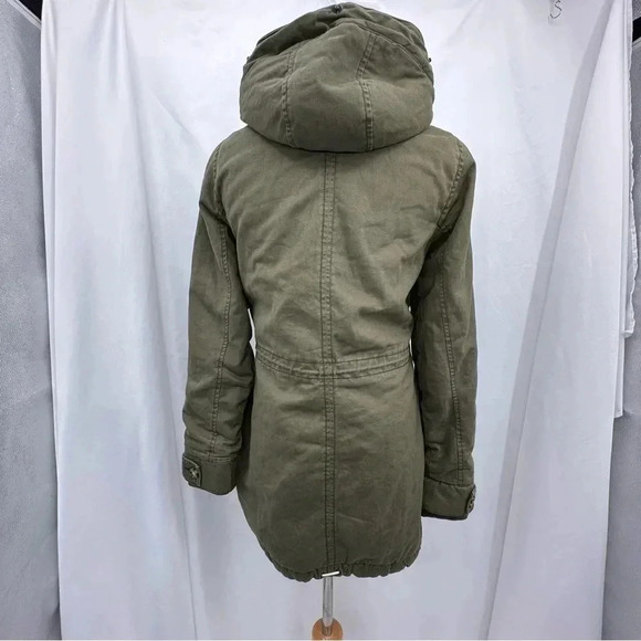 Abercrombie and Fitch Womens Sharpa Coat XS Green Lined Hooded Pockets - Picture 3 of 12